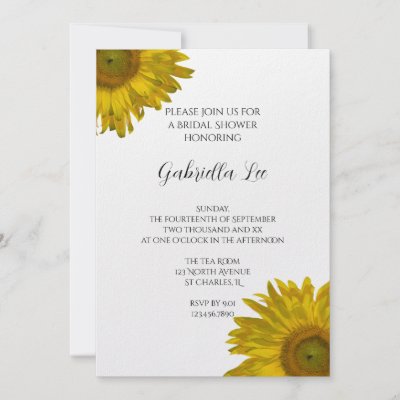 Yellow Sunflower Bridal Shower Invitation