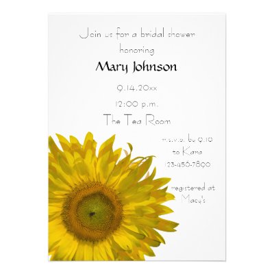 Yellow Sunflower Bridal Shower Invitation