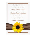 Yellow Sunflower Brown Ribbon Wedding Invitation