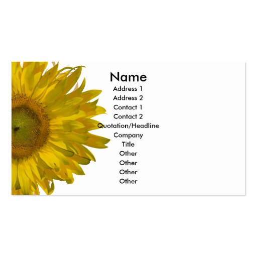 Yellow Sunflower Business Card (front side)
