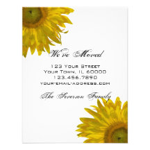 Yellow Sunflower Change of Address Announcements