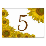 Yellow Sunflower Edge Table Numbers Table Card