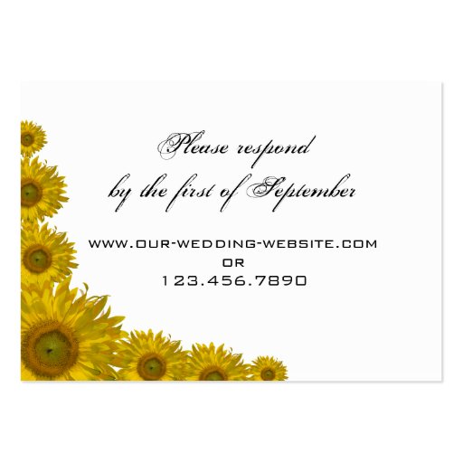 Yellow Sunflower Edge Wedding Response Card Business Card (front side)