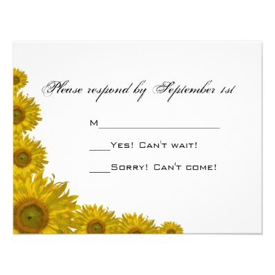 Yellow Sunflower Edge Wedding Response Card Announcement