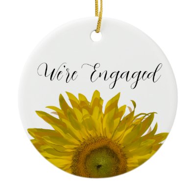 Yellow Sunflower Engagement Round Ornament