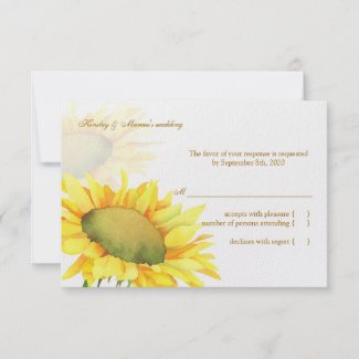 Yellow Sunflower Fall Wedding RSVP (3.5x5) zazzle_invitation