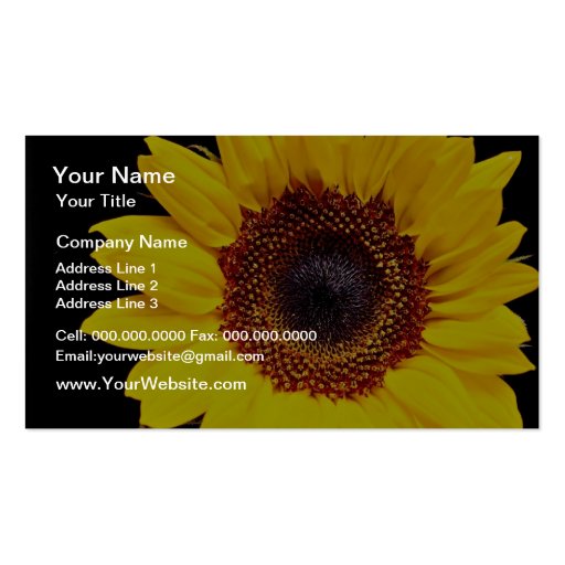 Yellow sunflower  flowers business card template (front side)