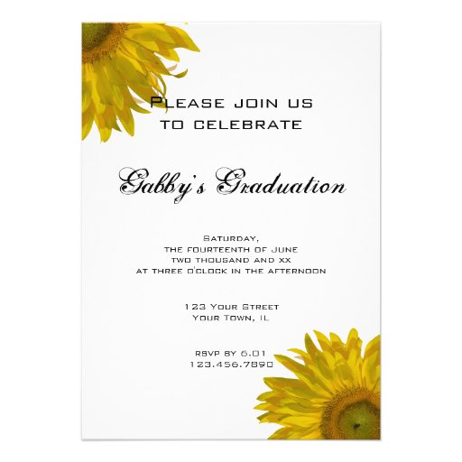 Yellow Sunflower Graduation Party Invitation