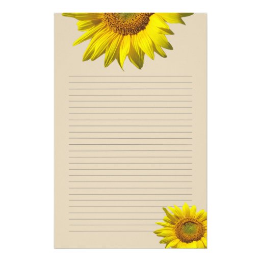 Yellow Sunflower Lined Personal Writing Paper Stationery Zazzle
