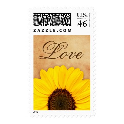 Yellow sunflower love floral postage stamps