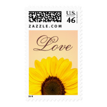 Yellow sunflower love floral postage stamps