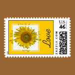 Yellow Sunflower Love Wedding Postage Stamp
