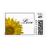 Yellow Sunflower Love Wedding Postage Stamp
