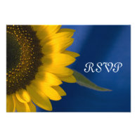 Yellow Sunflower on Blue Wedding Response Card Personalized Announcement