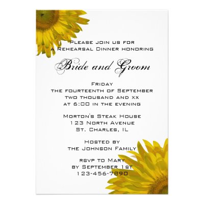 Yellow Sunflower Rehearsal Dinner Invitation