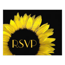 Yellow Sunflower RSVP Wedding Response Card Custom Announcement