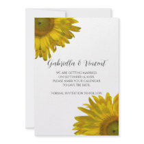 Yellow Sunflower Save the Date invitations