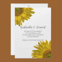 Yellow Sunflower Save the Date invitations