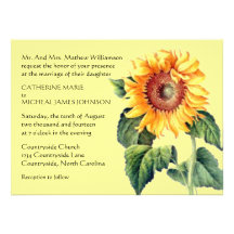 Yellow Sunflower Summer Country Flower Wedding Custom Announcements