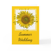 Yellow Sunflower Summer Wedding Announcement Greeting Cards