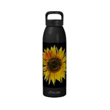 Yellow Sunflower Sun Flower Plant Water Bottle