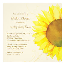 Yellow Sunflower & Swirls Floral Bridal Shower Announcement