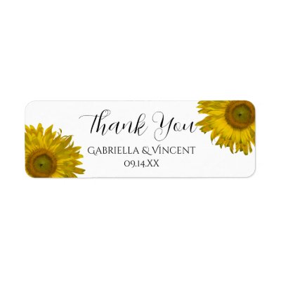 Yellow Sunflower Thank You Favor Tag Custom Return Address Labels
