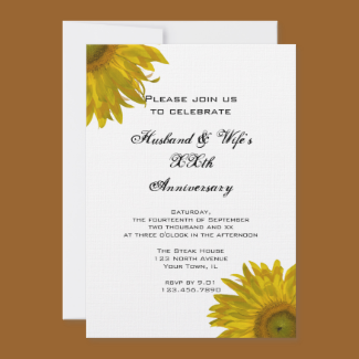 Yellow Sunflower Wedding Anniversary Party zazzle_invitation