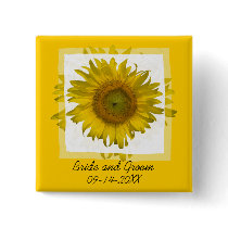 Yellow Sunflower Wedding Button