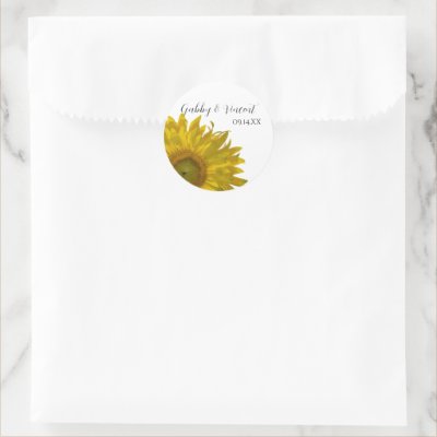 Yellow Sunflower Wedding Envelope Seals Round Sticker by loraseverson