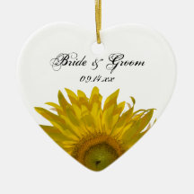 Yellow Sunflower Wedding Heart Ornament