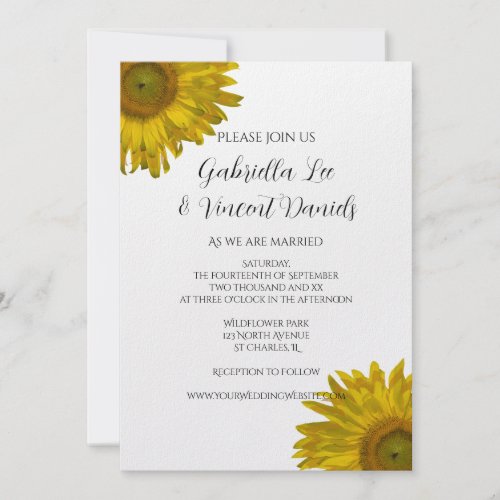 Yellow Sunflower Wedding Invitation invitation