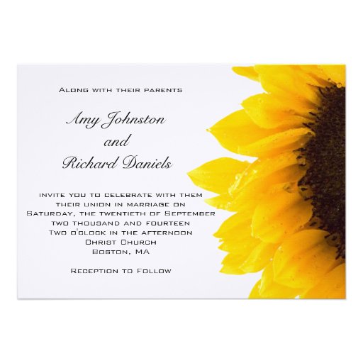 Yellow Sunflower Wedding Invitation | Black Yellow