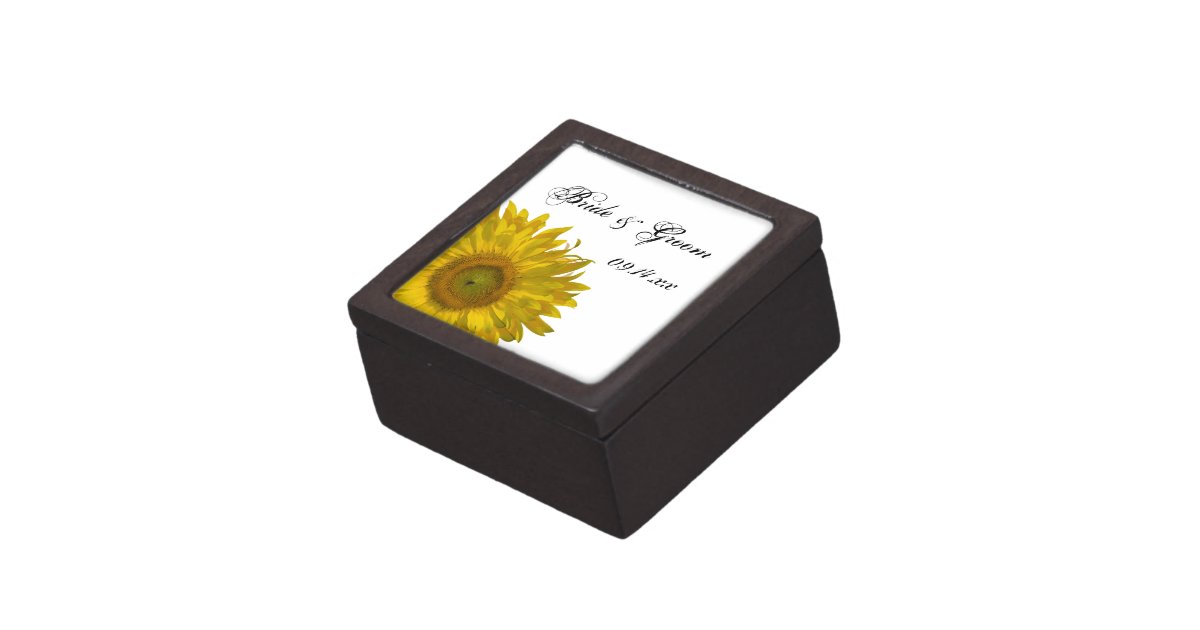 Yellow Sunflower Wedding Jewelry Box Zazzle