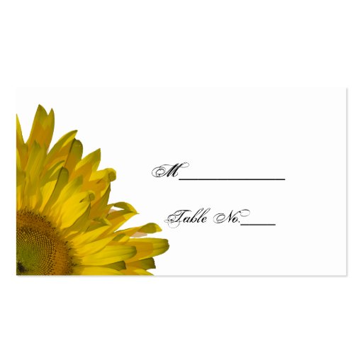 Yellow Sunflower Wedding Place Card Business Cards (front side)