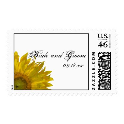 Yellow Sunflower Wedding Stamps by loraseverson