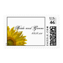 Yellow Sunflower Wedding Postage Stamp