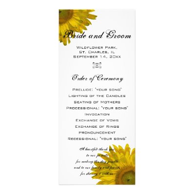 Yellow Sunflower Wedding Program Custom Announcement