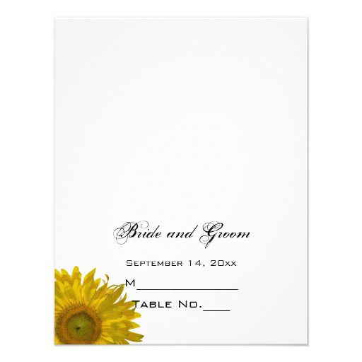 Yellow Sunflower Wedding Reception Place Card Custom Invites