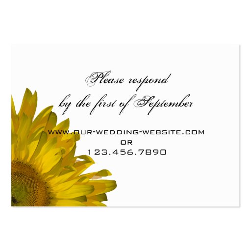 Yellow Sunflower Wedding RSVP Response Card Business Card (front side)