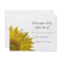 Yellow Sunflower Wedding RSVP Response Card Invite