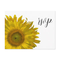 Yellow Sunflower Wedding RSVP Response Postcard