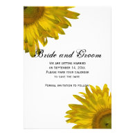 Yellow Sunflower Wedding Save the Date Annoucement Personalized Invite