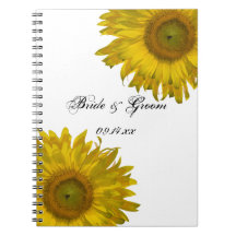 Yellow Sunflower Wedding Spiral Notebook