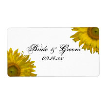 Yellow Sunflower Wedding Stickers Custom Shipping Label
