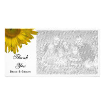Yellow Sunflower Wedding Thank You Photo Card
