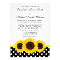 Yellow Sunflower White and Black Polka Dot Wedding Custom Invite