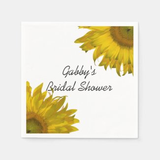 Yellow Sunflowers Bridal Shower Paper Napkins