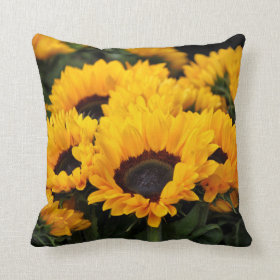 Yellow Sunflowers in Bloom Floral Throw Pillows