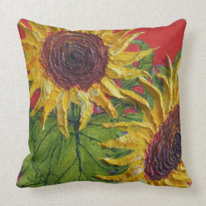 Yellow Sunflowers Throw Pillow throwpillow